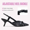 image:imageVepose Womens Slingback Kitten Heels Approx 3 Inch Pointed Toe Elegant Floral Mesh Bow Pumps  Comfortable Dress Shoes for Wedding Office Guest Prom Evening Party 6126Black