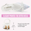 image:imageVepose Womens Slingback Kitten Heels Approx 3 Inch Pointed Toe Elegant Floral Mesh Bow Pumps  Comfortable Dress Shoes for Wedding Office Guest Prom Evening Party 6126White