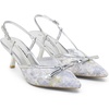 image:imageVepose Womens Slingback Kitten Heels Approx 3 Inch Pointed Toe Elegant Floral Mesh Bow Pumps  Comfortable Dress Shoes for Wedding Office Guest Prom Evening Party 6126Silver Pu
