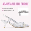 image:imageVepose Womens Slingback Kitten Heels Approx 3 Inch Pointed Toe Elegant Floral Mesh Bow Pumps  Comfortable Dress Shoes for Wedding Office Guest Prom Evening Party 6126Silver