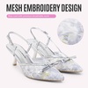 image:imageVepose Womens Slingback Kitten Heels Approx 3 Inch Pointed Toe Elegant Floral Mesh Bow Pumps  Comfortable Dress Shoes for Wedding Office Guest Prom Evening Party 6126Silver