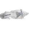 image:imageVepose Womens Slingback Kitten Heels Approx 3 Inch Pointed Toe Elegant Floral Mesh Bow Pumps  Comfortable Dress Shoes for Wedding Office Guest Prom Evening Party 6126Silver Pu