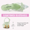 image:imageVepose Womens Slingback Kitten Heels Approx 3 Inch Pointed Toe Elegant Floral Mesh Bow Pumps  Comfortable Dress Shoes for Wedding Office Guest Prom Evening Party 6126Green