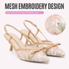 image:imageVepose Womens Slingback Kitten Heels Approx 3 Inch Pointed Toe Elegant Floral Mesh Bow Pumps  Comfortable Dress Shoes for Wedding Office Guest Prom Evening Party 6126Nude