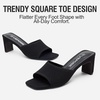 image:imageVepose Womens Slip On Heeled Sandals Approx 3 Inch Slim Block Heel Square Open Toe Knit Mesh Woven Mules  Comfortable Dressy Shoes for Wedding Guest 6108Black