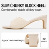 image:imageVepose Womens Slip On Heeled Sandals Approx 3 Inch Slim Block Heel Square Open Toe Knit Mesh Woven Mules  Comfortable Dressy Shoes for Wedding Guest 6108Nude