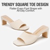 image:imageVepose Womens Slip On Heeled Sandals Approx 3 Inch Slim Block Heel Square Open Toe Knit Mesh Woven Mules  Comfortable Dressy Shoes for Wedding Guest 6108Nude