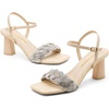 image:imageVepose Womens Sparkly Band Heeled Sandals Rhinestone Square Open Toe  Approx 3 Inch Chunky Block Heels for Wedding Guest Prom Graduation Evening Daily Wear 6123 Heels for WomenNude Woven