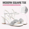 image:imageVepose Womens Sparkly Band Heeled Sandals Rhinestone Square Open Toe  Approx 3 Inch Chunky Block Heels for Wedding Guest Prom Graduation Evening Daily Wear 6123 Heels for WomenWhite