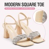 image:imageVepose Womens Sparkly Band Heeled Sandals Rhinestone Square Open Toe  Approx 3 Inch Chunky Block Heels for Wedding Guest Prom Graduation Evening Daily Wear 6123 Heels for WomenNude