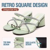 image:imageVepose Womens Sparkly Chunky Block Heels  Comfortable Square Toe Slip On Rhinestone Strappy 3 Inch Shoes for Wedding Prom Formal Dressy Casual Daily Wear 6122Green