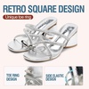 image:imageVepose Womens Sparkly Chunky Block Heels  Comfortable Square Toe Slip On Rhinestone Strappy 3 Inch Shoes for Wedding Prom Formal Dressy Casual Daily Wear 6122Silver