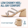 image:imageVepose Womens Sparkly Chunky Block Heels  Comfortable Square Toe Slip On Rhinestone Strappy 3 Inch Shoes for Wedding Prom Formal Dressy Casual Daily Wear 6122NudeNatural