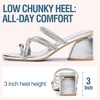 image:imageVepose Womens Sparkly Chunky Block Heels  Comfortable Square Toe Slip On Rhinestone Strappy 3 Inch Shoes for Wedding Prom Formal Dressy Casual Daily Wear 6122Silver