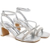 image:imageVepose Womens Strappy Heeled Sandals Rhinestone Square Open Toe Bridal Shoes 28 Inch Small Chunky Block Heels Ankle Strap Dressy Sandals for Daily Wear Prom Wedding 6117Silver Pu