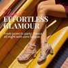 image:imageVepose Womens Strappy Heeled Sandals Rhinestone Square Open Toe Bridal Shoes 28 Inch Small Chunky Block Heels Ankle Strap Dressy Sandals for Daily Wear Prom Wedding 6117Silver