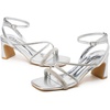 image:imageVepose Womens Strappy Heeled Sandals Rhinestone Square Open Toe Bridal Shoes 28 Inch Small Chunky Block Heels Ankle Strap Dressy Sandals for Daily Wear Prom Wedding 6117Silver Pu