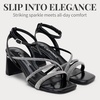 image:imageVepose Womens Strappy Heeled Sandals Rhinestone Square Open Toe Bridal Shoes 28 Inch Small Chunky Block Heels Ankle Strap Dressy Sandals for Daily Wear Prom Wedding 6117Black