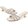 image:imageVepose Womens Strappy Kitten Heels 2 Inch Low Flared Heel Sparkly Rhinestone Square Open Toe Mules  Comfortable Dressy Wedding Party Prom Shoes 6100Beige