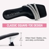 image:imageVepose Womens Strappy Kitten Heels 2 Inch Low Flared Heel Sparkly Rhinestone Square Open Toe Mules  Comfortable Dressy Wedding Party Prom Shoes 6100Black