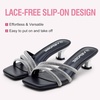 image:imageVepose Womens Strappy Kitten Heels 2 Inch Low Flared Heel Sparkly Rhinestone Square Open Toe Mules  Comfortable Dressy Wedding Party Prom Shoes 6100Black