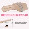 image:imageVepose Womens Strappy Kitten Heels 2 Inch Low Flared Heel Sparkly Rhinestone Square Open Toe Mules  Comfortable Dressy Wedding Party Prom Shoes 6100Nude