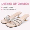image:imageVepose Womens Strappy Kitten Heels 2 Inch Low Flared Heel Sparkly Rhinestone Square Open Toe Mules  Comfortable Dressy Wedding Party Prom Shoes 6100Nude