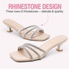image:imageVepose Womens Strappy Kitten Heels 2 Inch Low Flared Heel Sparkly Rhinestone Square Open Toe Mules  Comfortable Dressy Wedding Party Prom Shoes 6100Nude