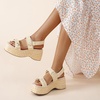 image:imageVepose Womens Woven Raffia Platform Wedge Sandals  3 Inch Chunky Espadrille Heels Strappy Slingback Open Square Toe Shoes for Casual Dressy Summer Vacation amp Wedding 8803Nudeespadrilles Sandals 01