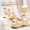 image:imageVepose Womens Woven Raffia Platform Wedge Sandals  3 Inch Chunky Espadrille Heels Strappy Slingback Open Square Toe Shoes for Casual Dressy Summer Vacation amp Wedding 8803Nudeespadrilles Sandals