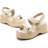 image:imageVepose Womens Woven Raffia Platform Wedge Sandals  3 Inch Chunky Espadrille Heels Strappy Slingback Open Square Toe Shoes for Casual Dressy Summer Vacation amp Wedding 8803Nudeespadrilles Sandals 01