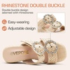 image:imageVepose Womens Woven Raffia Platform Wedge Sandals  Approx 4 Inch Espadrille Heels Square Open Toe Dressy Rhinestone Double Buckle Slipon Shoes for Casual Vacation Wedding 8802Nude