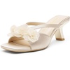 image:imageVepose Womens Floral Satin Heels Slip On Square Open Toe  Approx 3 Inch Rectangular Slim Block Heeled Comfortable Dressy for Wedding Guest Prom Evening Party 6115Nude