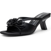 image:imageVepose Womens Floral Satin Heels Slip On Square Open Toe  Approx 3 Inch Rectangular Slim Block Heeled Comfortable Dressy for Wedding Guest Prom Evening Party 6115Black