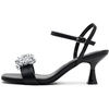 image:imageVepose Womens Kitten Heels Sparkly Rhinestone Cluster Ankle Strap Sandals Comfortable Approx 3 Inch Low Heel Open Square Toe Dressy Prom Wedding Party Shoes 6119Black Pu