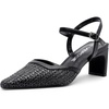 image:imageVepose Womens Mesh Woven Raffia Pointed Toe Pumps Ankle Strap Closed Toe  Approx 3 Inch Slim Block Heels Dressy Business Casual Office Wedding Shoes 6107Black