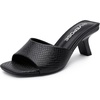 image:imageVepose Womens Single Band Heeled Sandals Slip On Square Open Toe Mules  Approx 3 Inch Rectangular Slim Block Heels Dressy Wedding Guest Prom Business Casual 6105 ShoesBlack