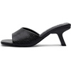 image:imageVepose Womens Single Band Heeled Sandals Slip On Square Open Toe Mules  Approx 3 Inch Rectangular Slim Block Heels Dressy Wedding Guest Prom Business Casual 6105 ShoesBlack Pu