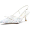 image:imageVepose Womens Slingback Kitten Heels Approx 3 Inch Pointed Toe Elegant Floral Mesh Bow Pumps  Comfortable Dress Shoes for Wedding Office Guest Prom Evening Party 6126White