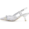 image:imageVepose Womens Slingback Kitten Heels Approx 3 Inch Pointed Toe Elegant Floral Mesh Bow Pumps  Comfortable Dress Shoes for Wedding Office Guest Prom Evening Party 6126Silver Pu