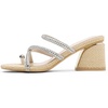 image:imageVepose Womens Sparkly Chunky Block Heels  Comfortable Square Toe Slip On Rhinestone Strappy 3 Inch Shoes for Wedding Prom Formal Dressy Casual Daily Wear 6122Apricot Pu
