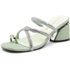 image:imageVepose Womens Sparkly Chunky Block Heels  Comfortable Square Toe Slip On Rhinestone Strappy 3 Inch Shoes for Wedding Prom Formal Dressy Casual Daily Wear 6122Green