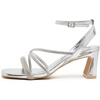 image:imageVepose Womens Strappy Heeled Sandals Rhinestone Square Open Toe Bridal Shoes 28 Inch Small Chunky Block Heels Ankle Strap Dressy Sandals for Daily Wear Prom Wedding 6117Silver Pu