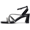 image:imageVepose Womens Strappy Heeled Sandals Rhinestone Square Open Toe Bridal Shoes 28 Inch Small Chunky Block Heels Ankle Strap Dressy Sandals for Daily Wear Prom Wedding 6117Black Pu