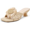 image:imageVepose Womens Woven Raffia Boho Floral Kitten Heeled Sandals 2 Inch Flared Low Heel Slip On Mules Square Open Toe Dressy Shoes for Wedding Guest Casual Travel 6101Nude
