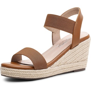 image:imageVepose Womens Wedge Sandals Platform Espadrilles Open Toe Ankle Strap Comfortable Dressy Summer Shoes for Daily Travel Casual 881Brown