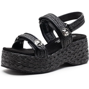 image:imageVepose Womens Woven Raffia Platform Wedge Sandals  3 Inch Chunky Espadrille Heels Strappy Slingback Open Square Toe Shoes for Casual Dressy Summer Vacation amp Wedding 8803Blackespadrilles Sandals