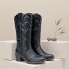 image:imageVepose Womens Cowboy Boots 9801 Western Cowgirl Round Toe Mid Calf Boots for WomenVintage Cowboy9801black
