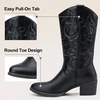 image:imageVepose Womens Cowboy Boots 9801 Western Cowgirl Round Toe Mid Calf Boots for WomenVintage Cowboy9801black