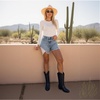 image:imageVepose Womens Cowboy Boots 9801 Western Cowgirl Round Toe Mid Calf Boots for WomenVintage Cowboy9801black